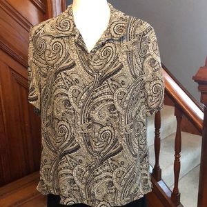 Charter Club Paisley Tan, Black and Cream Sz 14W